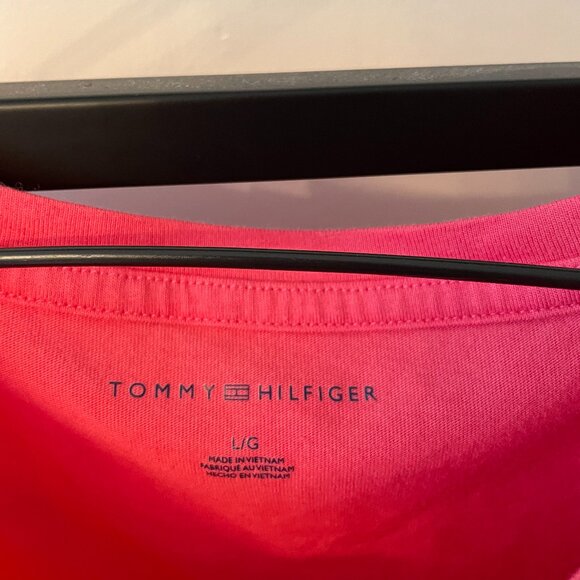 Tommy Hilfiger Women's Puff Sleeve Eyelet Top – Hot Pink (Large) - Picture 3 of 5